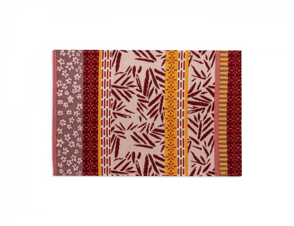 Sander Platzset Marisol Stripe, rot, Blumen und Streifen, 32x48 cm, jacquardgewebt